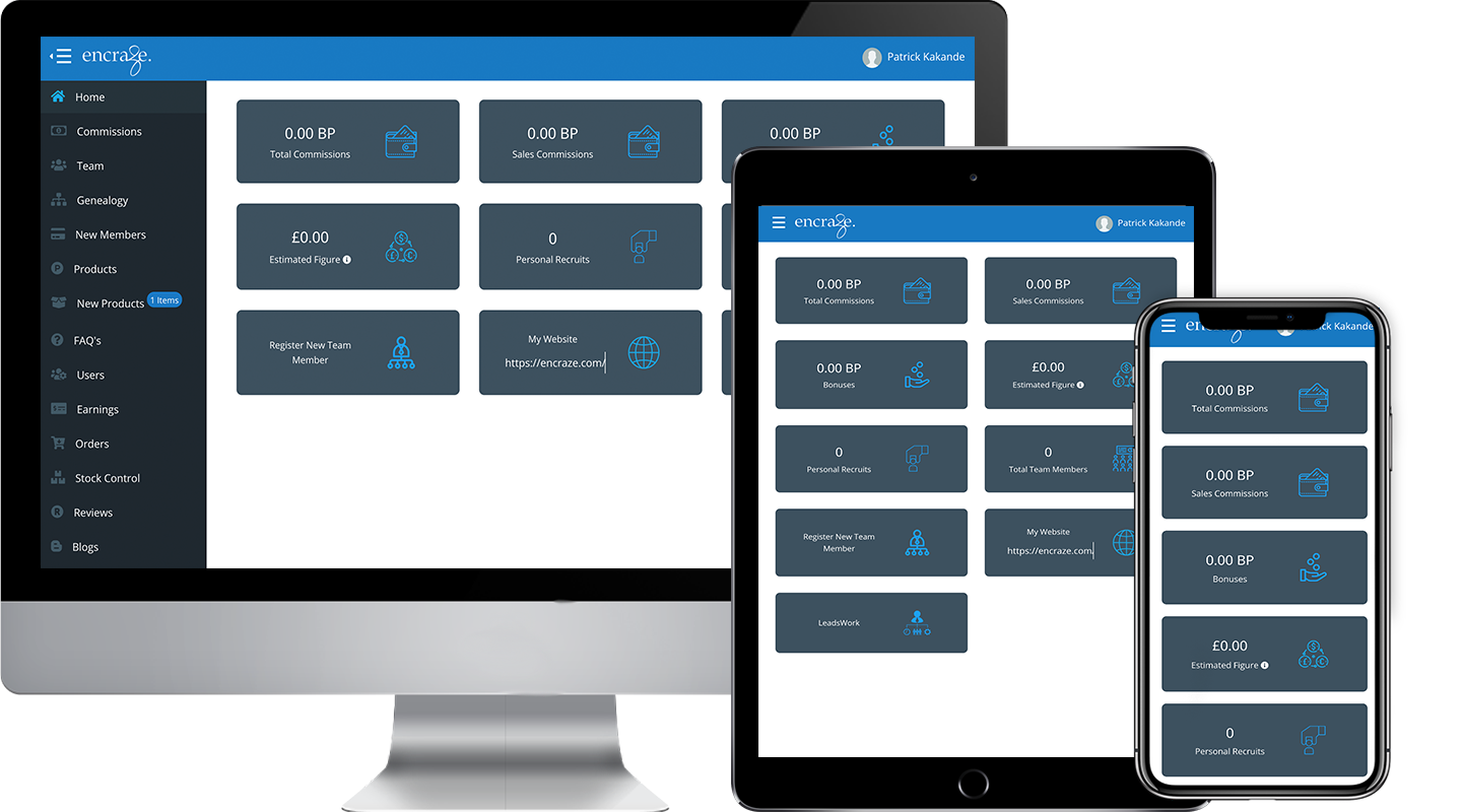 Encraze back office responsive